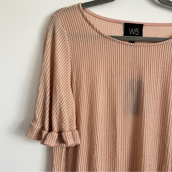 W5 for Anthropologie Metallic Shimmer Stripe Top Pink & Gold Women’s Size M NWT - Picture 3 of 7